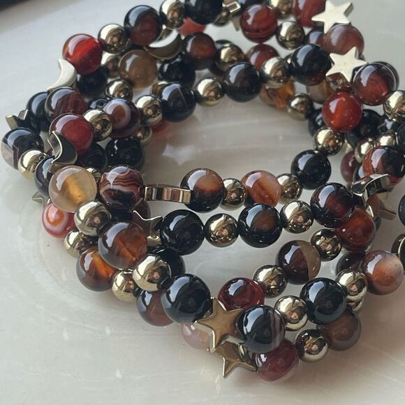 Sardonyx onyx carnelian ONE NEW stretch beaded bracelet natural stone crystal st - Picture 9 of 16